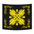 Hawaiian Quilt Maui Plant And Hibiscus Tappestry - Yellow Black - AH Wall Tapestry Yellow - Polynesian Pride