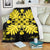 Hawaiian Quilt Maui Plant And Hibiscus Premium Blanket - Yellow Black - AH White - Polynesian Pride