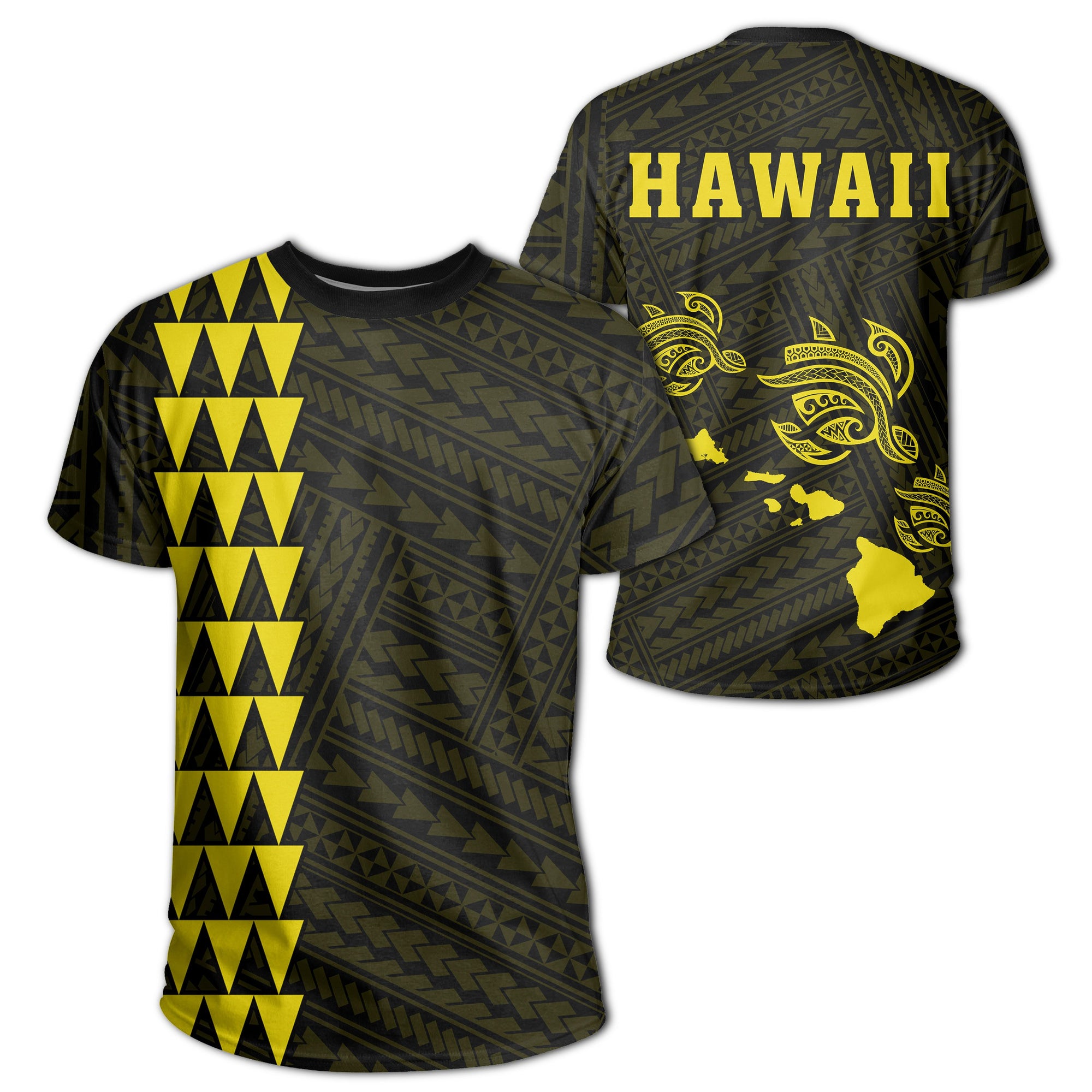 Hawaii Kakau Three Turtles T Shirt Yellow Unisex Yellow - Polynesian Pride