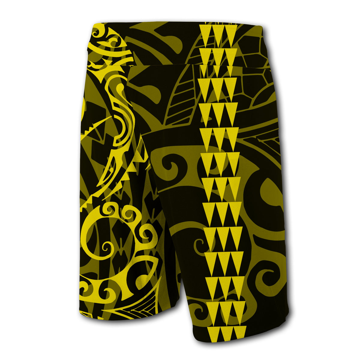 Hawaii Kakau Polynesian Kanaka Board Shorts - Yellow - Snapy Style - Polynesian Pride