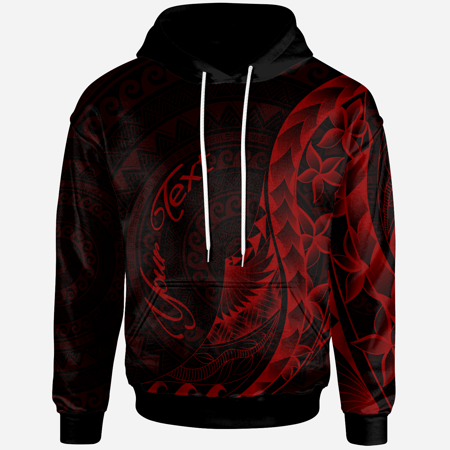 Yap Hoodie Custom Polynesian Pattern Style Red Color Unisex Red - Polynesian Pride