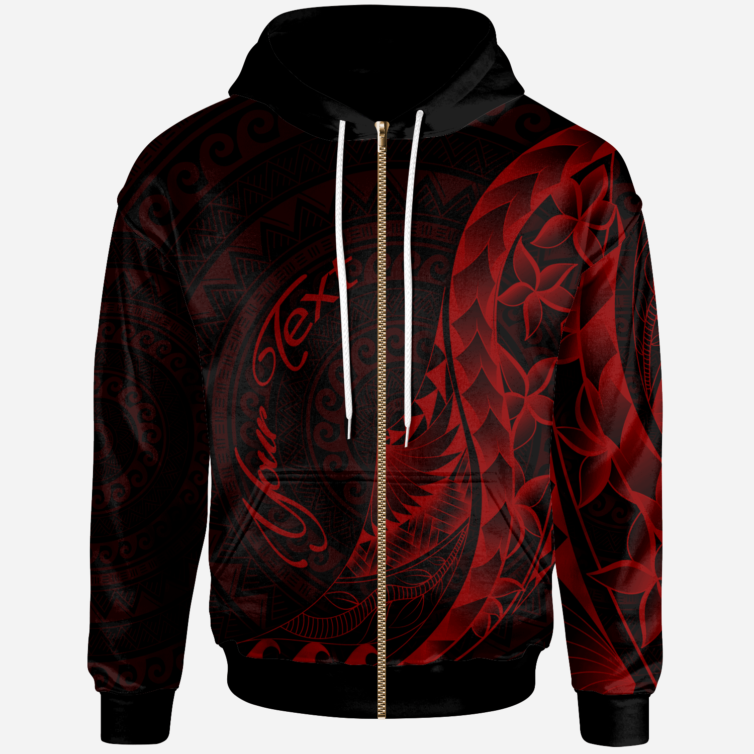 Fiji Zip Hoodie Custom Polynesian Pattern Style Red Color Unisex Red - Polynesian Pride