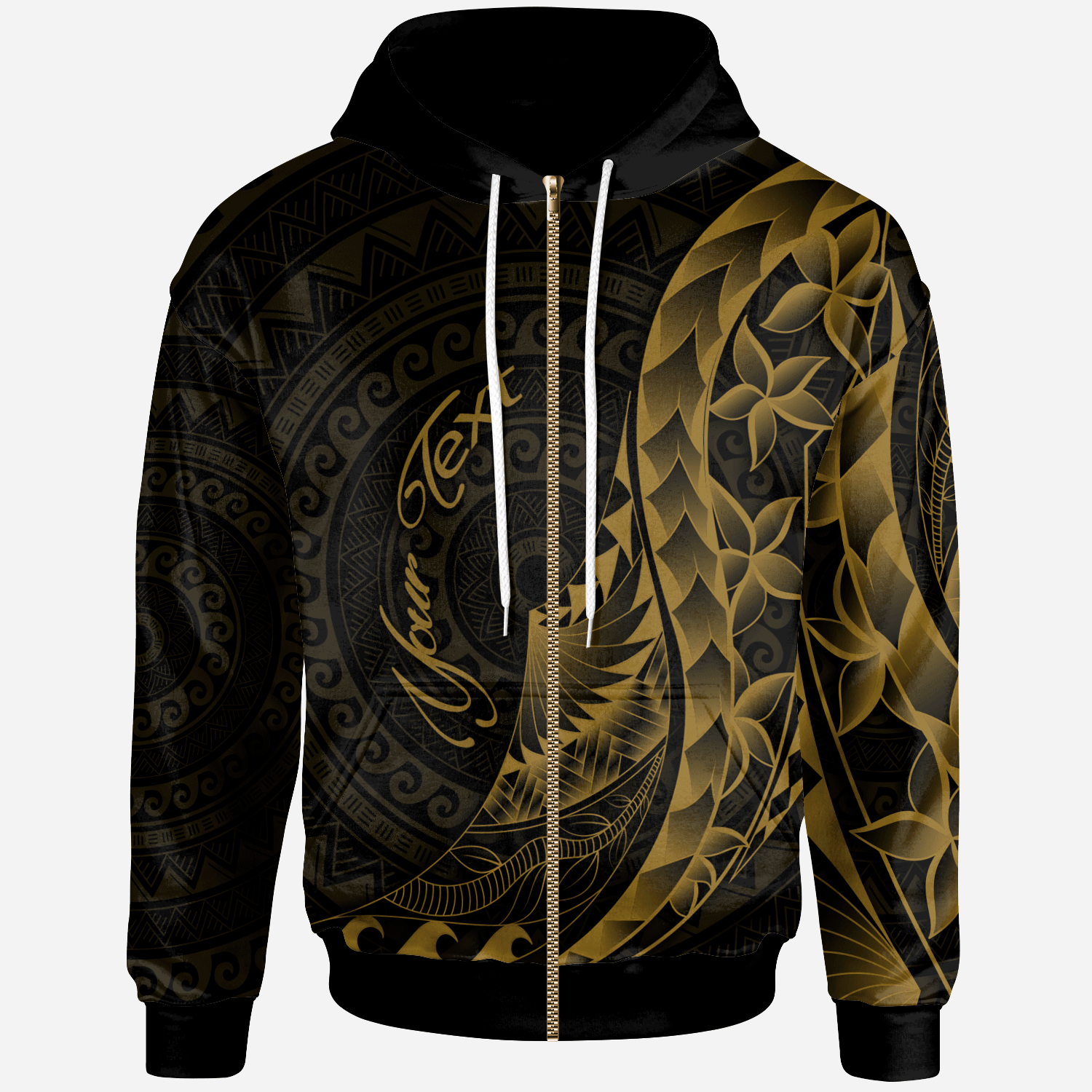 Hawaii Zip Hoodie Custom Polynesian Pattern Style Gold Color Unisex Gold - Polynesian Pride