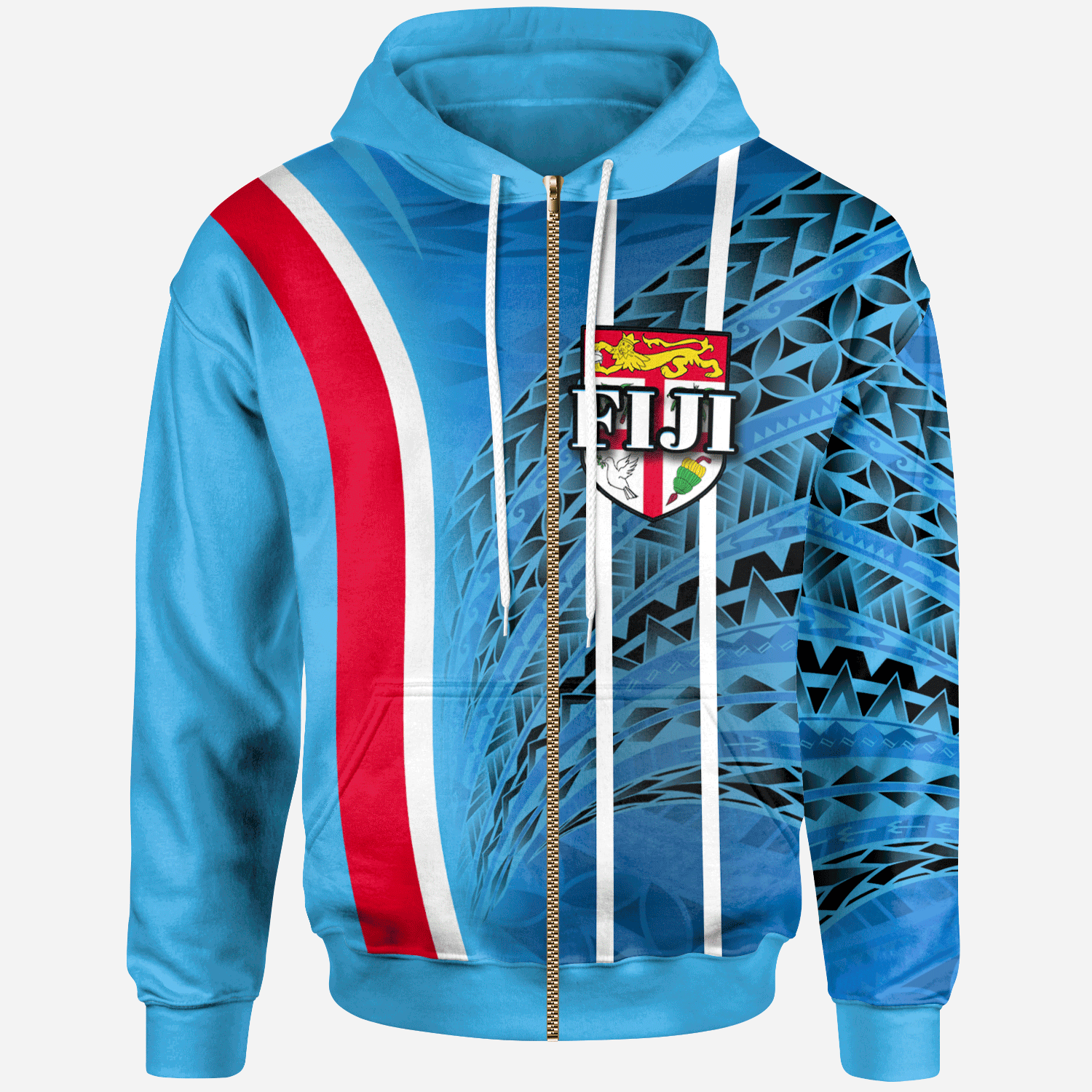 Fiji Zip Hoodie Special style Unisex Blue - Polynesian Pride