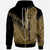 Cook Islands Custom Zip Hoodie Gold Color Symmetry Style Unisex Black - Polynesian Pride