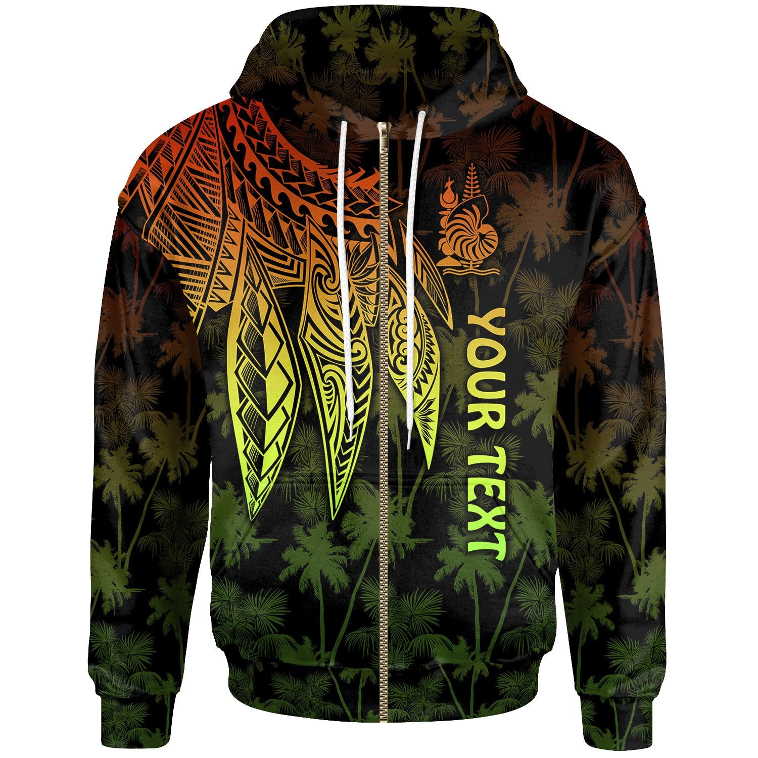 Wallis and Futuna Custom Zip up Hoodie Polynesian Wings Reggae Unisex Reggae - Polynesian Pride