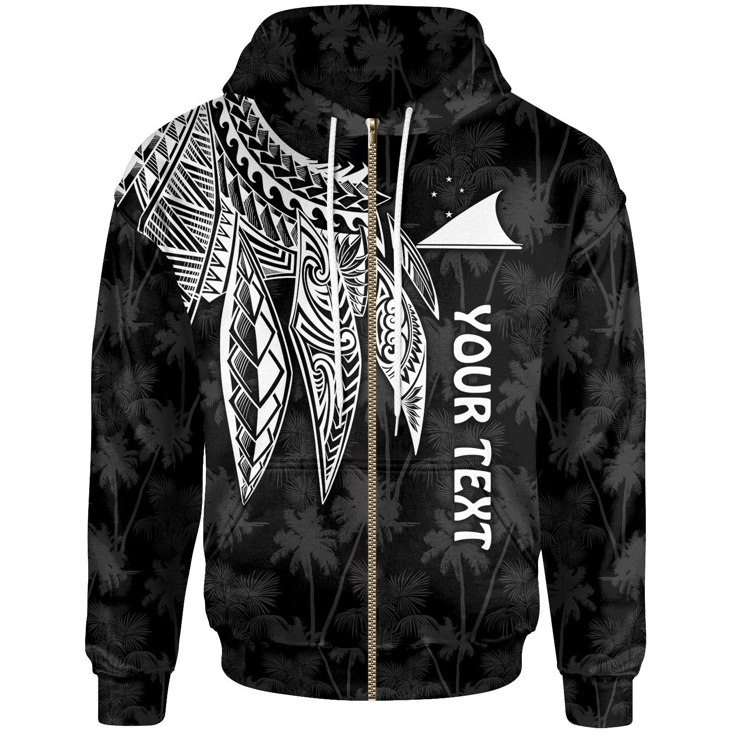 Tokelau Polynesian Custom Zip up Hoodie Polynesian Wings (White) Unisex White - Polynesian Pride