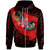 Pohnpei Zip up Hoodie Polynesian Hook and Hibiscus (Red) Unisex - Polynesian Pride