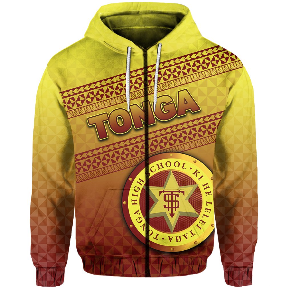 Tonga High School Zip Hoodie Simple Style Unisex Yellow - Polynesian Pride