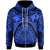 Polynesian Hawaii Zip up Hoodie Coat of Arm Hawaii & Maui Tattoo Unisex Blue - Polynesian Pride