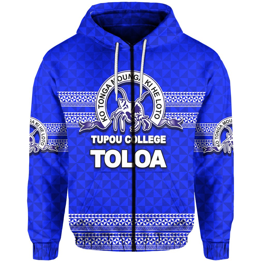 Tonga Tupou College Toloa Zip Hoodie Unisex Blue - Polynesian Pride