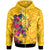 Polynesian Zip Hoodie Vanuatu Symbols With Hibiscus Unisex Yellow - Polynesian Pride