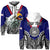 Custom American Samoa Hoodie Bald Eagle Mix Polynesian LT13 Zip Hoodie Blue - Polynesian Pride