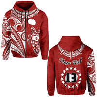(Custom Text and Number) Rarotonga Cook Islands Hoodie Turtle and Map Style Red LT13 - Polynesian Pride
