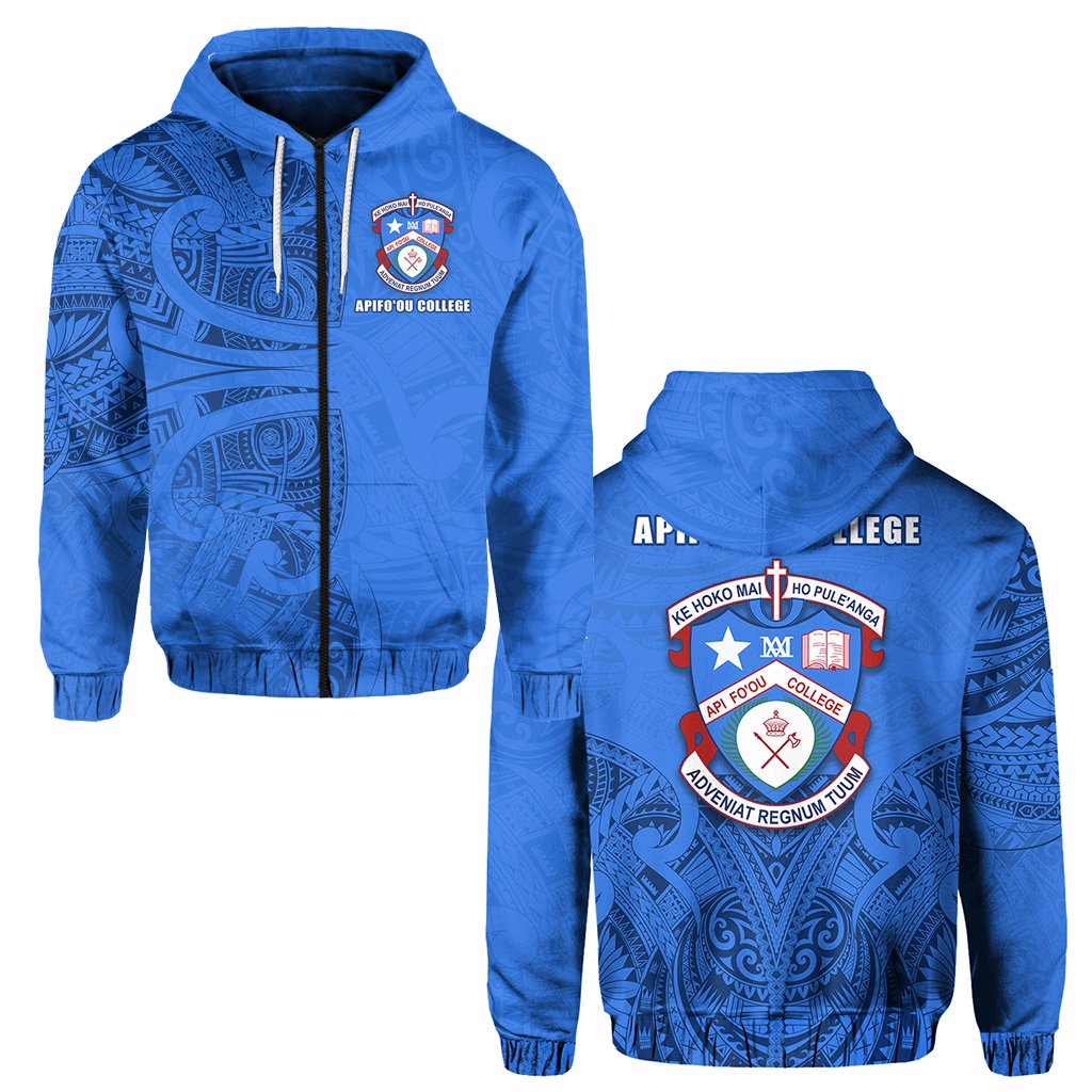 Custom APIFOOU COLLEGE Zip Hoodie Blue Sky Unisex Blue - Polynesian Pride