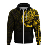 Polynesian Full Sleeve Tattoo Zip up Hoodie Gold Vibes LT7 Unisex Black - Polynesian Pride