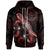 Palau Polynesian Zip up Hoodie Turtle With Blooming Hibiscus Red Unisex Red - Polynesian Pride