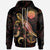 CNMI Polynesian Zip up Hoodie Turtle With Blooming Hibiscus Gold Unisex Gold - Polynesian Pride