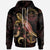 Palau Polynesian Zip up Hoodie Turtle With Blooming Hibiscus Gold Unisex Gold - Polynesian Pride