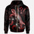 Kosrae Polynesian Zip up Hoodie Turtle With Blooming Hibiscus Red Unisex Red - Polynesian Pride