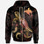 Papua New Guinea Polynesian Zip up Hoodie Turtle With Blooming Hibiscus Gold Unisex Gold - Polynesian Pride