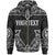 Tonga Custom Zip up Hoodie Coat of Arms With Patterns White Color Unisex Black - Polynesian Pride