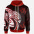 Polynesian Zip up Hoodie Plumeria Flowers Seamless Pattern Unisex Red - Polynesian Pride