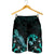 Tonga Polynesian Men's Shorts - Turtle With Blooming Hibiscus Turquoise - Polynesian Pride