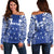 (Custom Personalised) Gambier Islands Tribal Tattoo Women Off Shoulder Sweater - LT12 Blue - Polynesian Pride