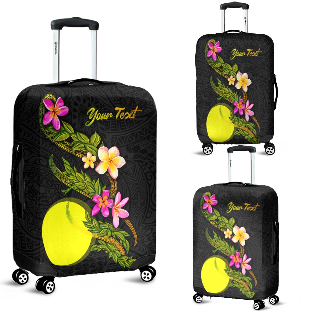 Palau Polynesian Custom Personalised Luggage Covers - Plumeria Tribal Black - Polynesian Pride