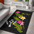 Kosrae Polynesian Custom Personalised Area Rug - Plumeria Tribal Black - Polynesian Pride