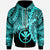 Polynesian Hawaii Zip up Hoodie Tribal Wave Tattoo Neon Blue Unisex Blue - Polynesian Pride