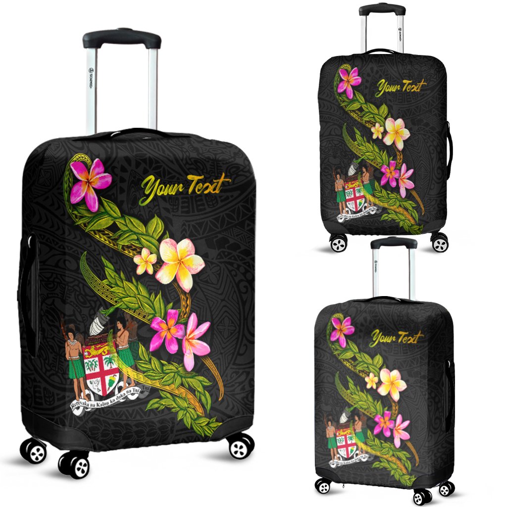 Fiji Polynesian Custom Personalised Luggage Covers - Plumeria Tribal Black - Polynesian Pride