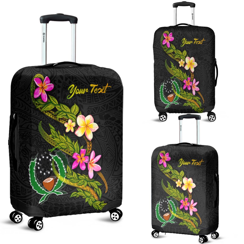 Pohnpei Polynesian Custom Personalised Luggage Covers - Plumeria Tribal Black - Polynesian Pride