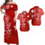 Custom Wallis et Futuna Matching Dress and Hawaiian Shirt Polynesia Red Sea Turtle and Flowers LT13 Red - Polynesian Pride