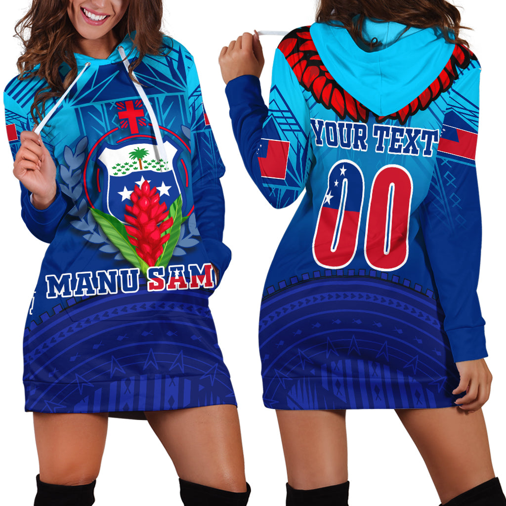 (Custom Personalised) Manu Samoa Legend Hoodie Dress - LT12 Hoodie Dress Blue - Polynesian Pride