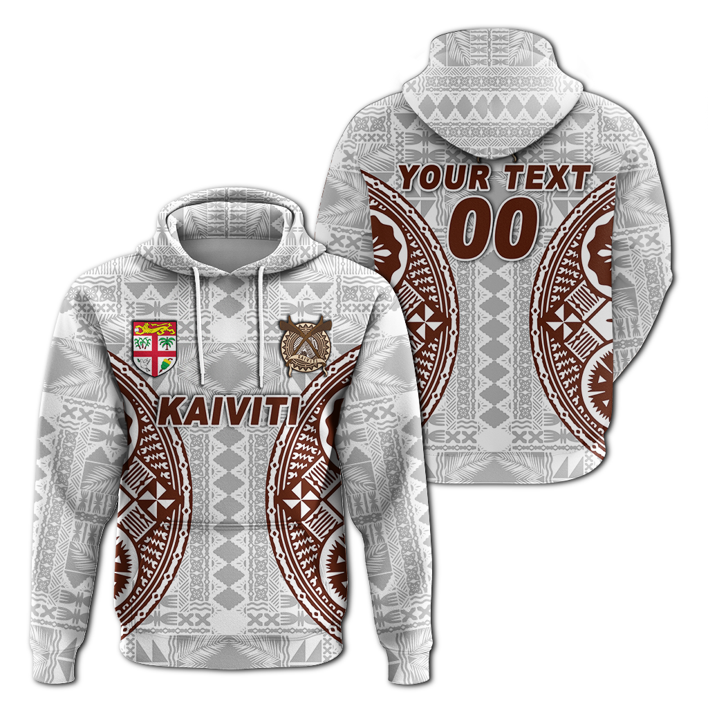 Custom Fiji Kaiviti Tapa Pattern Hoodie LT12 Hoodie White - Polynesian Pride