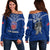 (Custom Personalised) Toa Samoa Rugby Women Off Shoulder Sweatshirt - Samoan Warrior Pride - LT12 Women Off Shoulder Sweater Blue - Polynesian Pride