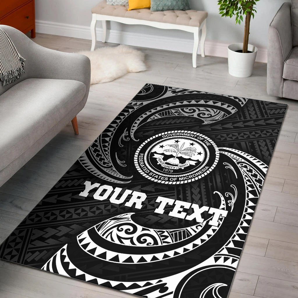 Federated States Of Micronesia Custom Personalised Area Rug - White Tribal Wave White - Polynesian Pride