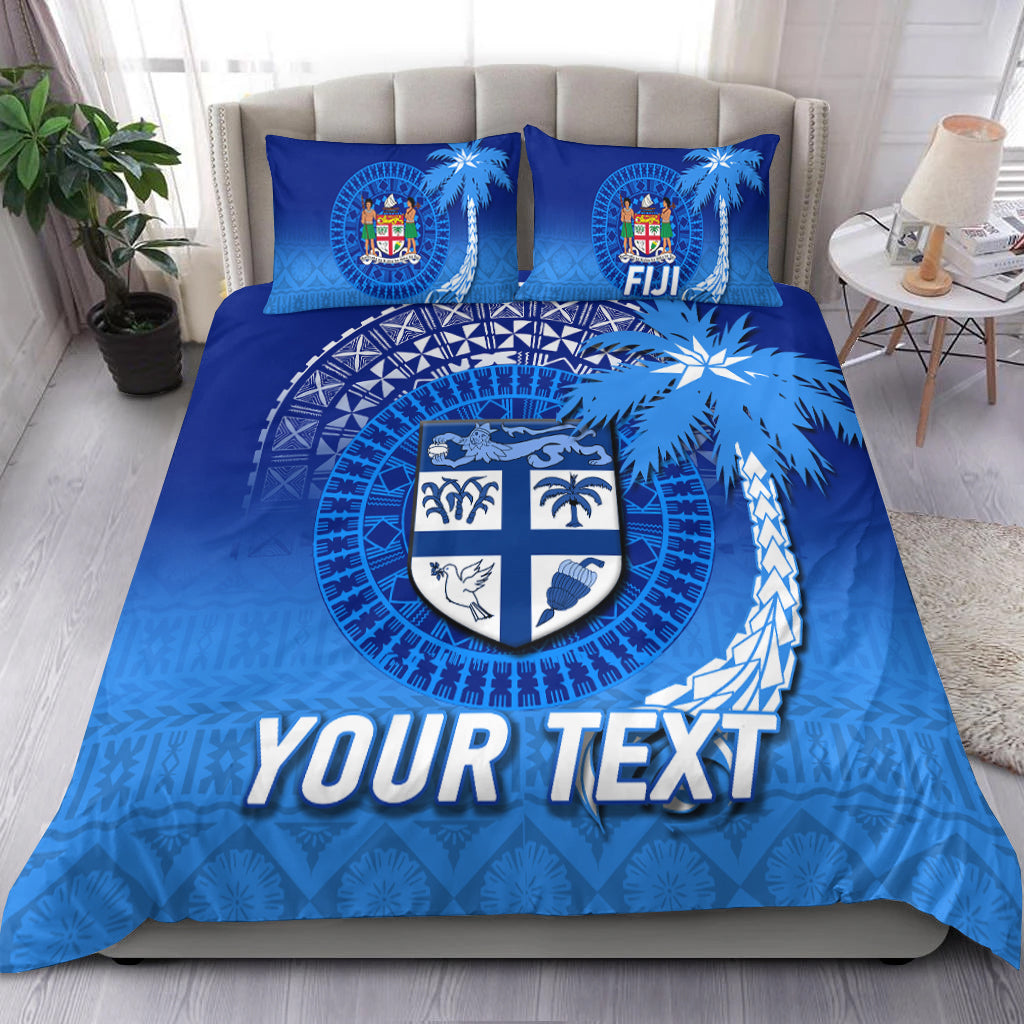 (Custom Personalised) Fiji Tapa Tribal Coconut Tree Bedding Set - LT12 Blue - Polynesian Pride