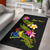 Cook Islands Polynesian Custom Personalised Area Rug - Plumeria Tribal Black - Polynesian Pride