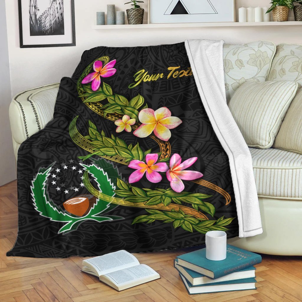 Pohnpei Polynesian Custom Personalised Blanket - Plumeria Tribal White - Polynesian Pride