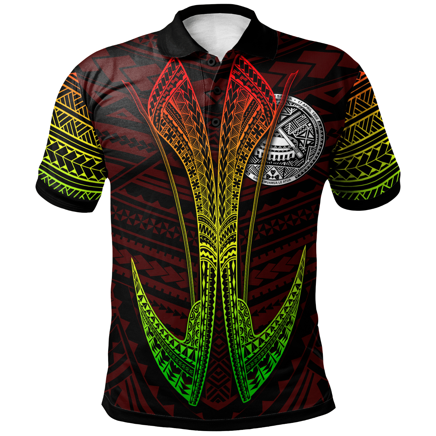 American Samoa Custom Polo Shirt Fish Hook Ver2 Unisex Red - Polynesian Pride