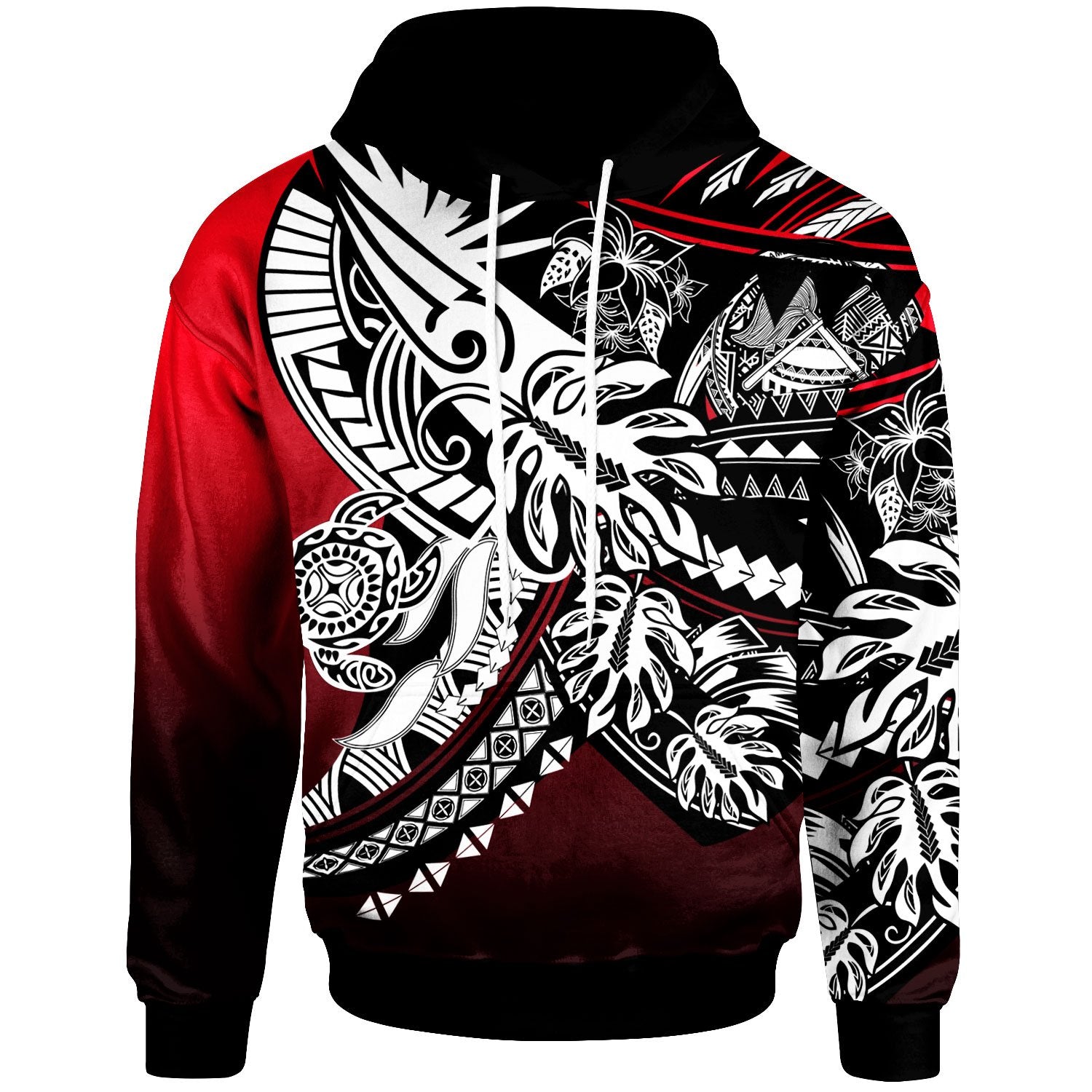 American Samoa Hoodie Tribal Jungle Pattern Red Color Unisex Red - Polynesian Pride