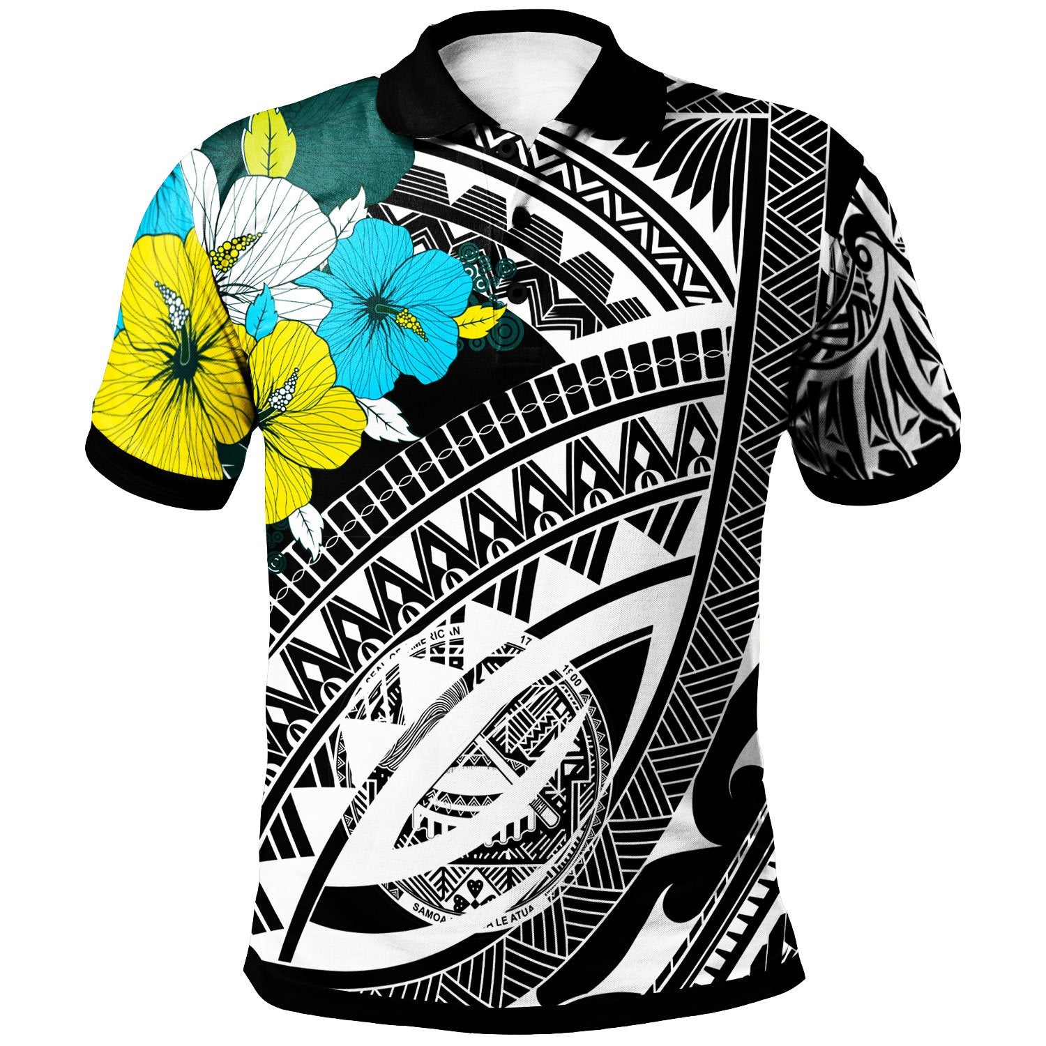 American Samoa Polo Shirt Polynesian Pattern Black Color Unisex Black - Polynesian Pride