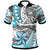 American Samoa Polo Shirt Flower and Flow Unisex Blue - Polynesian Pride