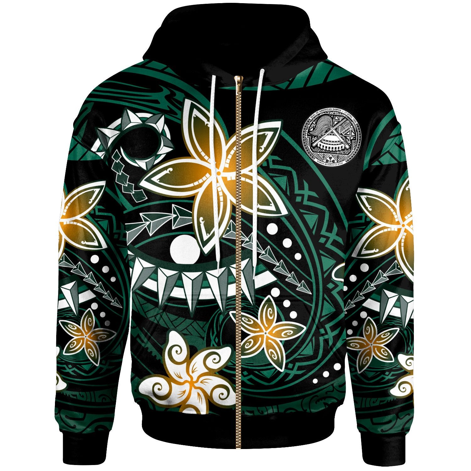 American Samoa Zip Hoodie Spring Style Black Color Unisex Black - Polynesian Pride