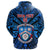 Custom Kolisi Apifoou College Tonga Zip Hoodie Blue, Custom Text and Number - Polynesian Pride