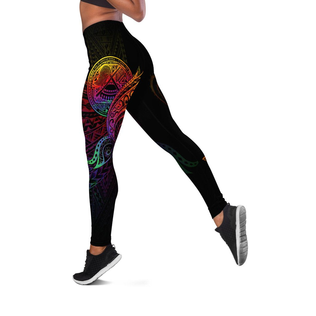 American Samoa Leggings - Butterfly Polynesian Style Black - Polynesian Pride