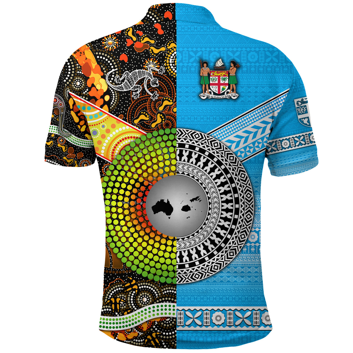 Australia Fiji Polo Shirt - Aboriginal and Tapa Design Together LT8 - Polynesian Pride